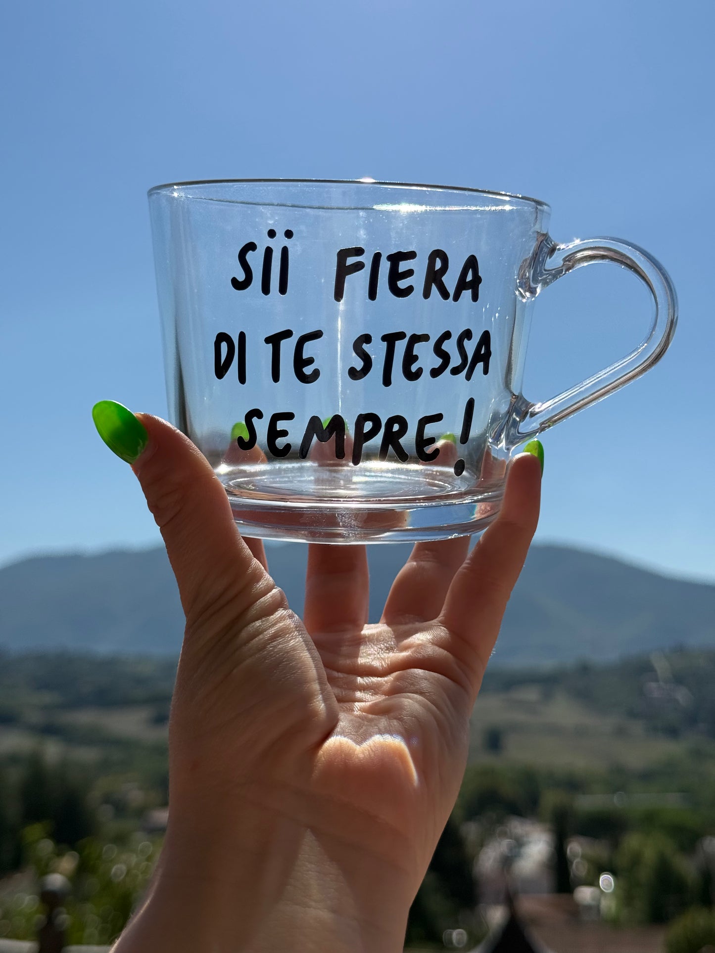 Tazza con la TUA FRASE (Grande Trasparente)