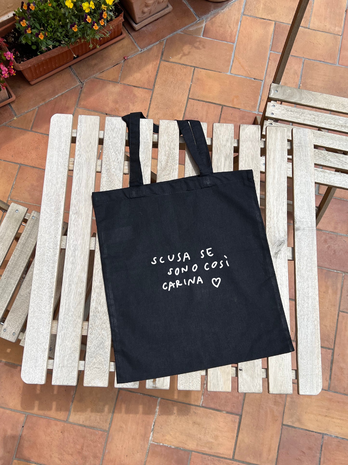 Borsa di Tela con la TUA FRASE (Nera)