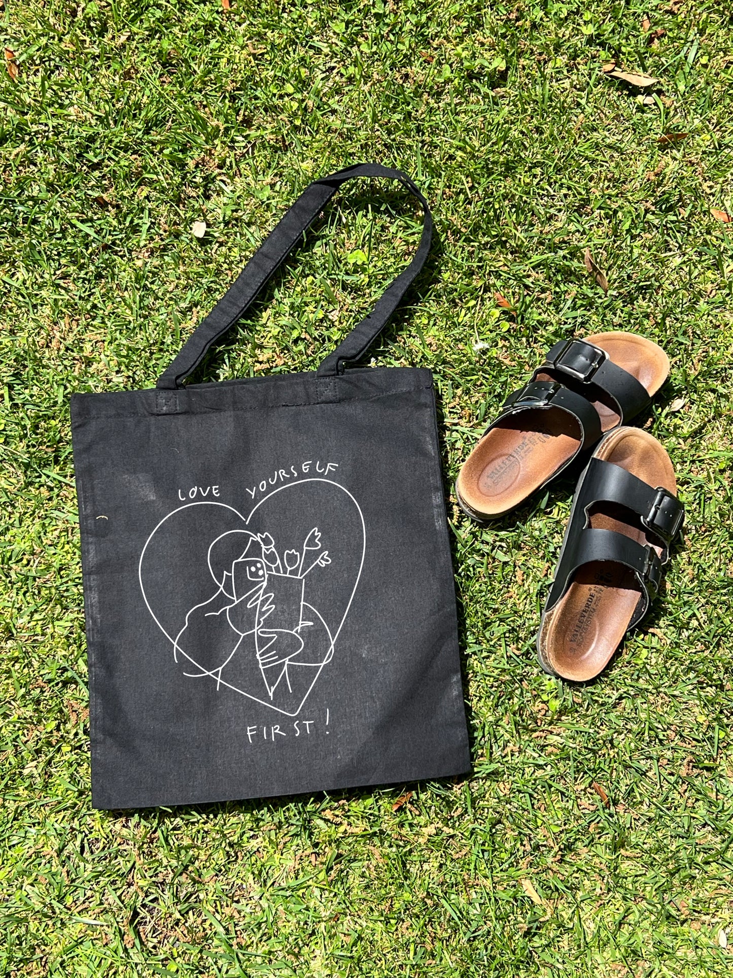 Borsa di tela nera da personalizzare con ritratto