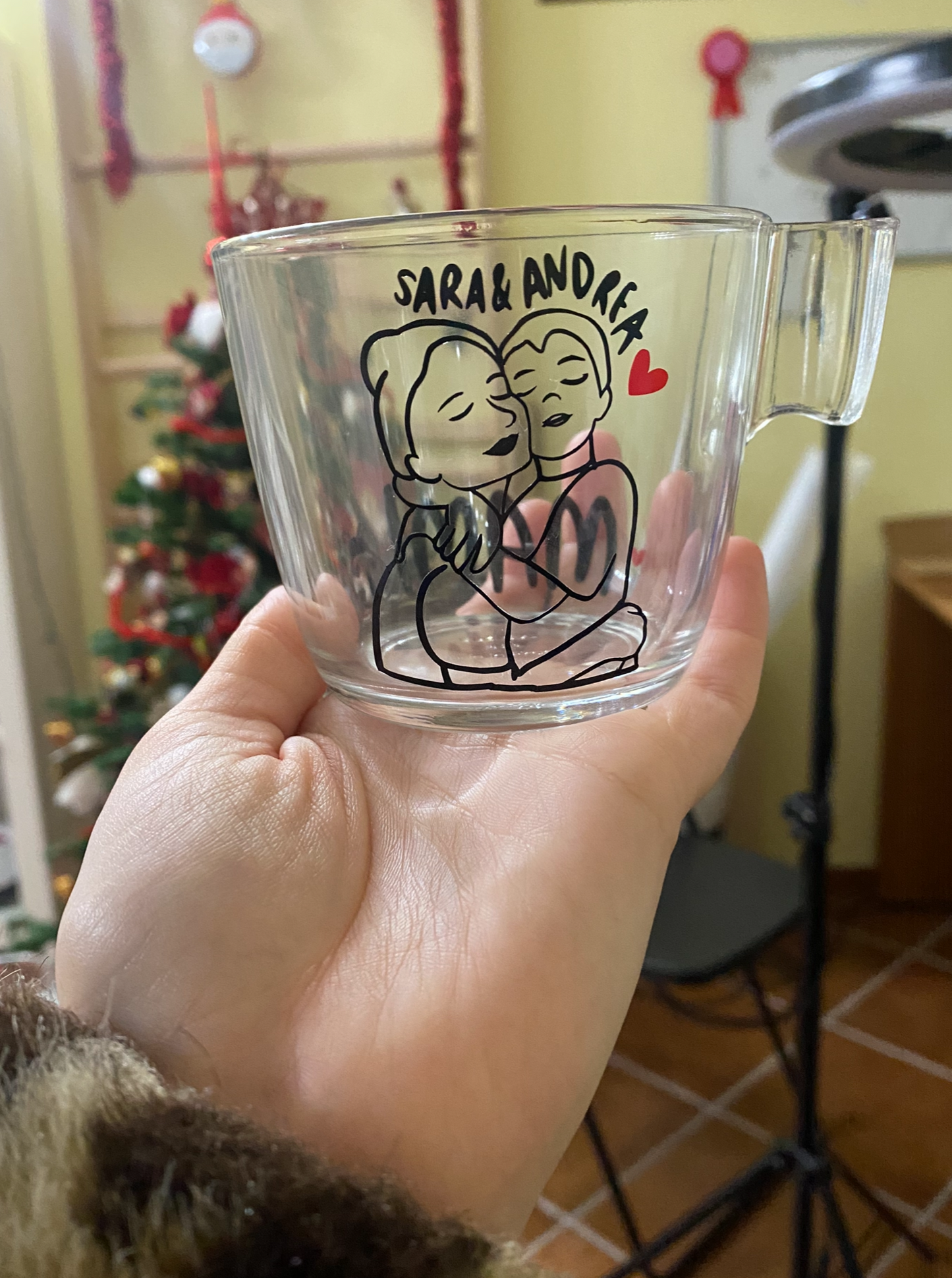 Tazza media trasparente da personalizzare con ritratto