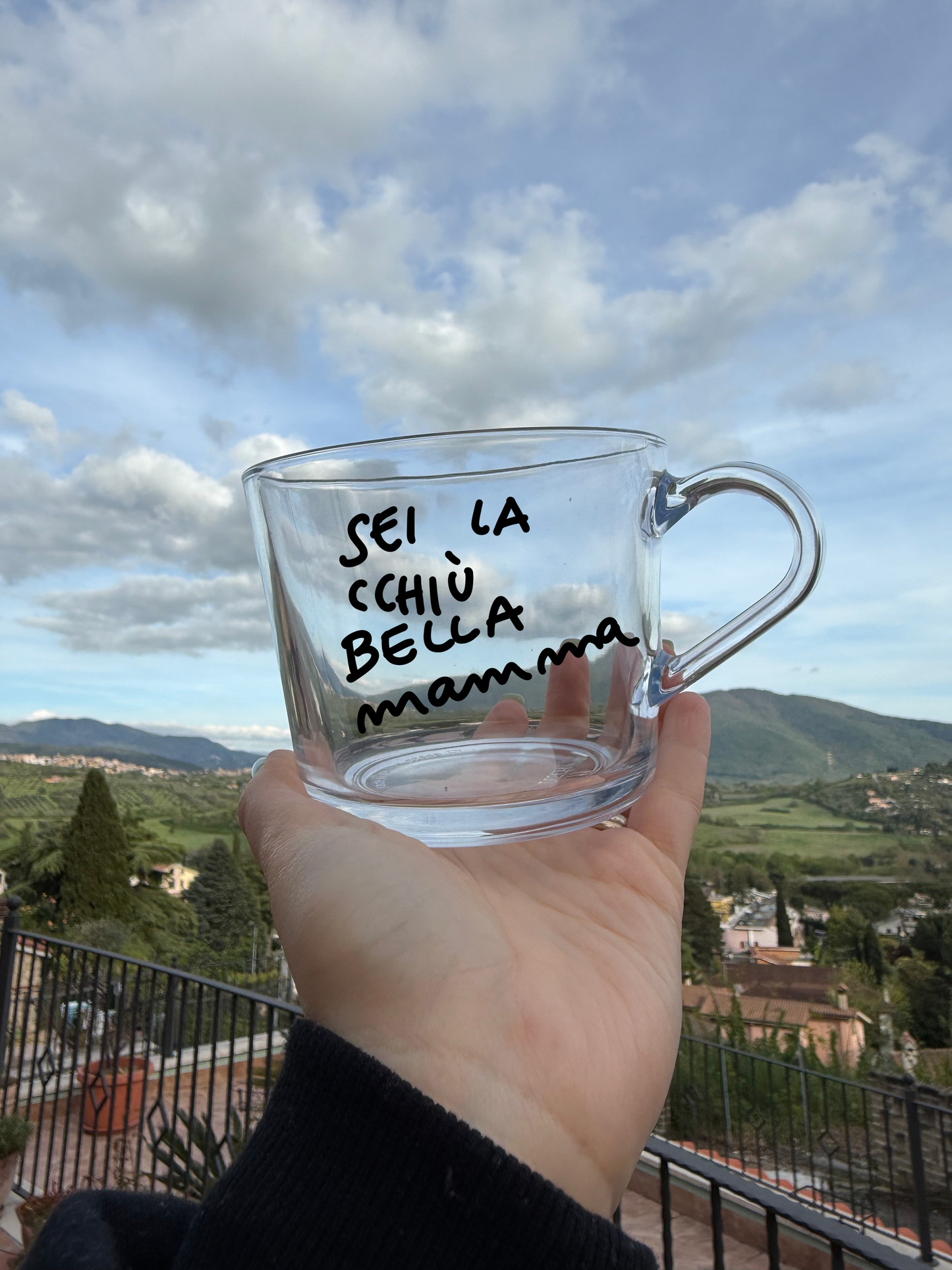 Tazza con la TUA FRASE (Grande Trasparente)