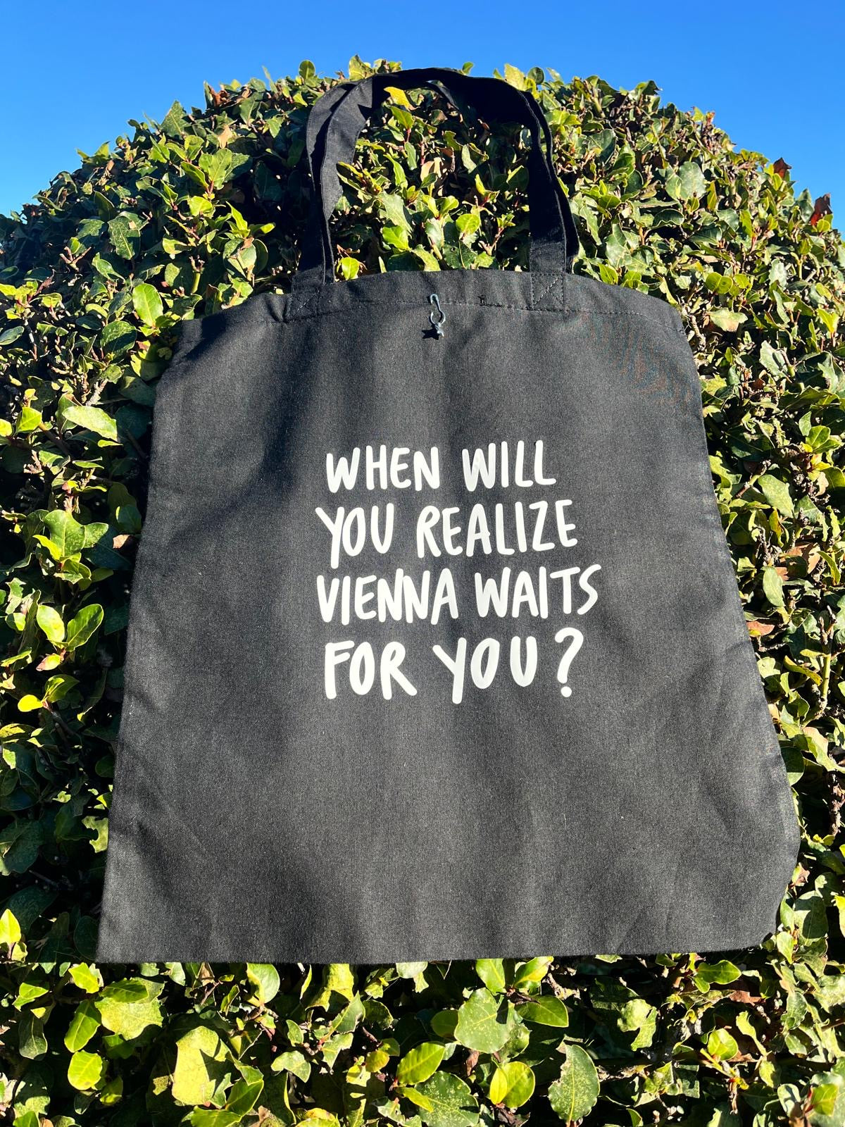 Borsa di tela nera da personalizzare con frase