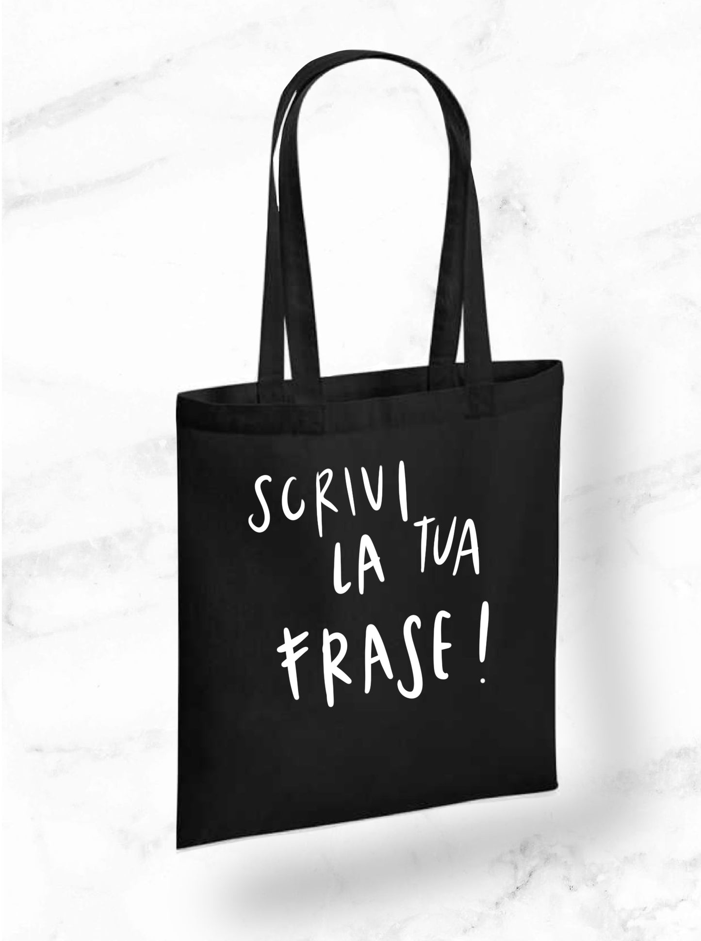 Borsa di tela nera da personalizzare con frase