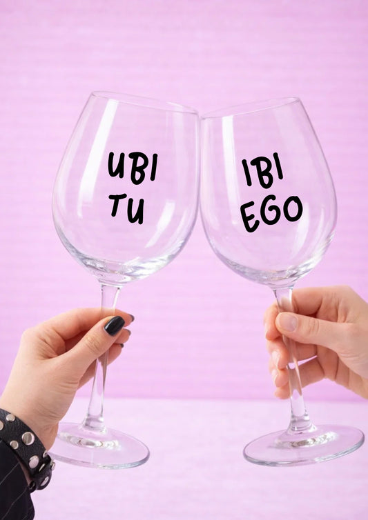 Coppia di calici "ubi tu ibi ego"