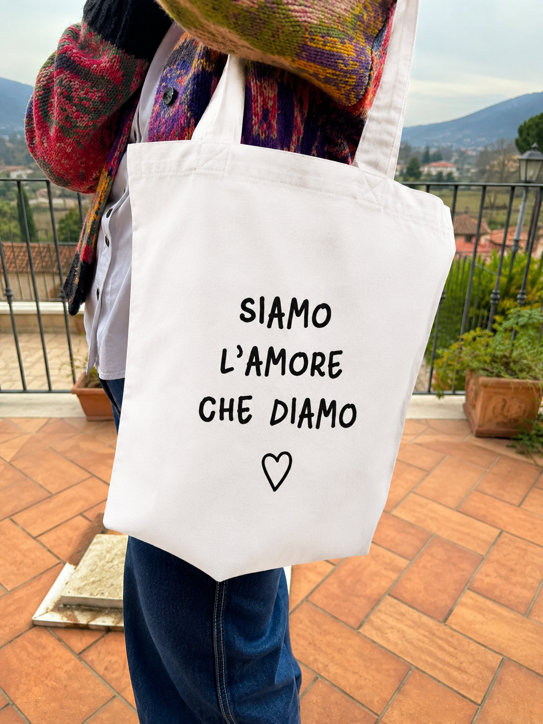 Borsa di Tela con la TUA FRASE (Bianca)