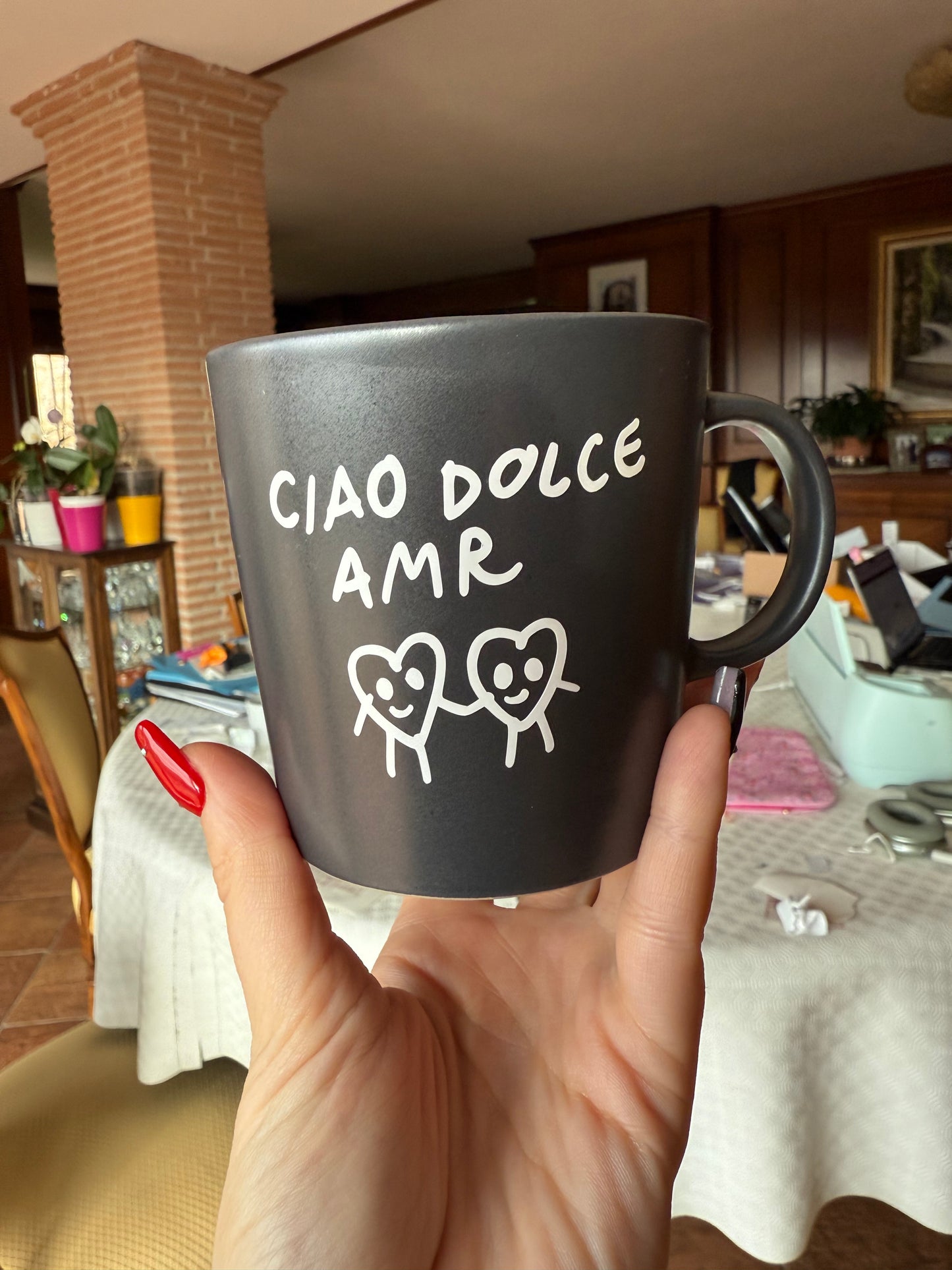 Tazza con la TUA FRASE (Grande Grigia)