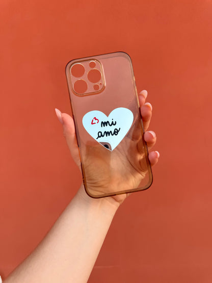 Specchietto adesivo a forma di cuore "mi amo"