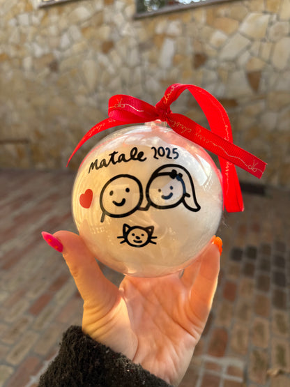Pallina di Natale da personalizzare con RITRATTO famiglia