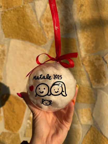 Pallina di Natale da personalizzare con RITRATTO famiglia