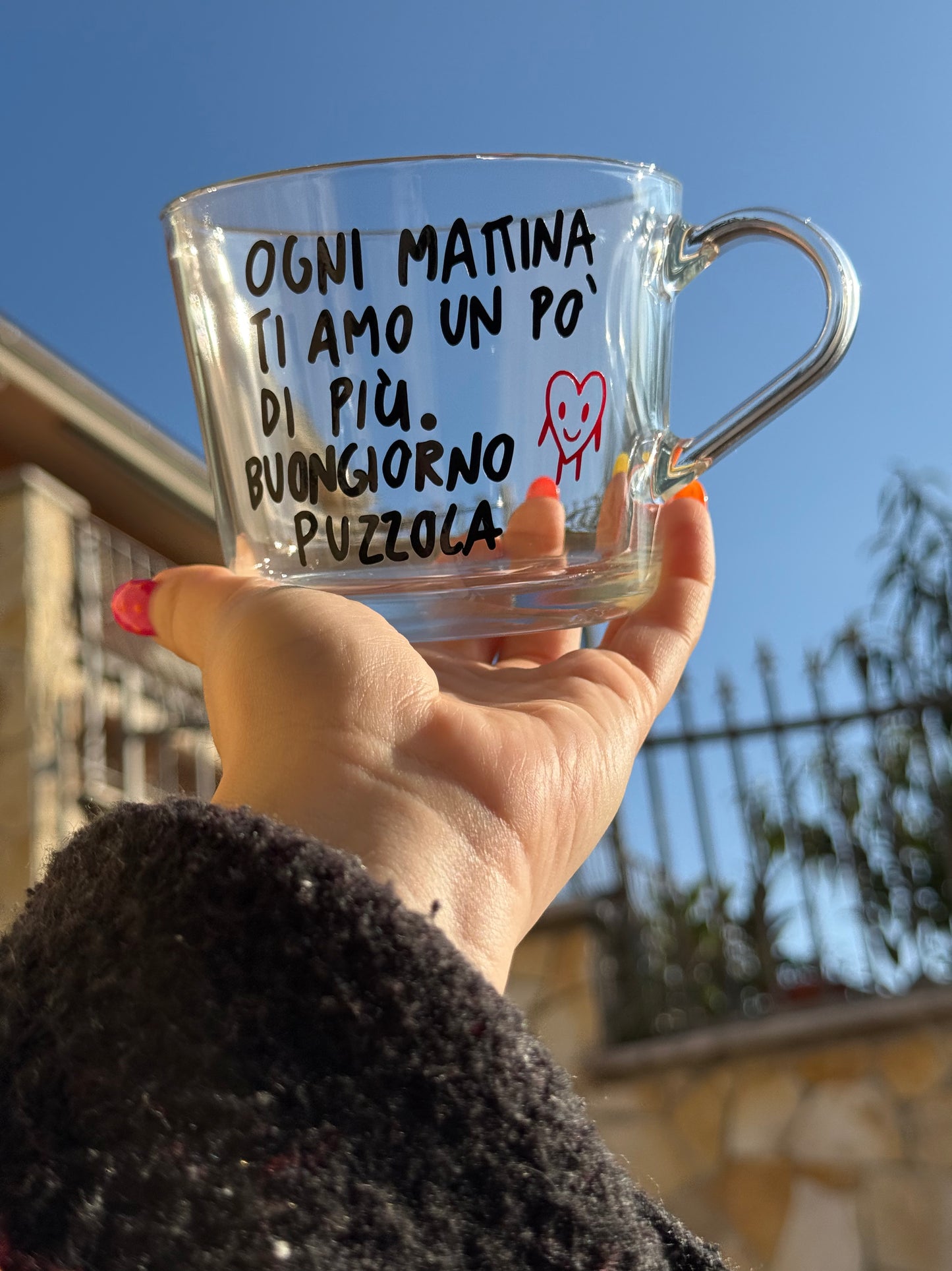 Tazza con la TUA FRASE (Grande Trasparente)