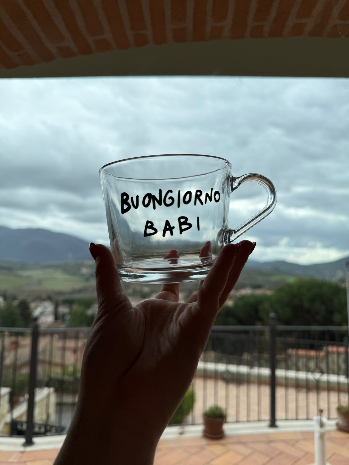 Tazza con la TUA FRASE (Grande Trasparente)