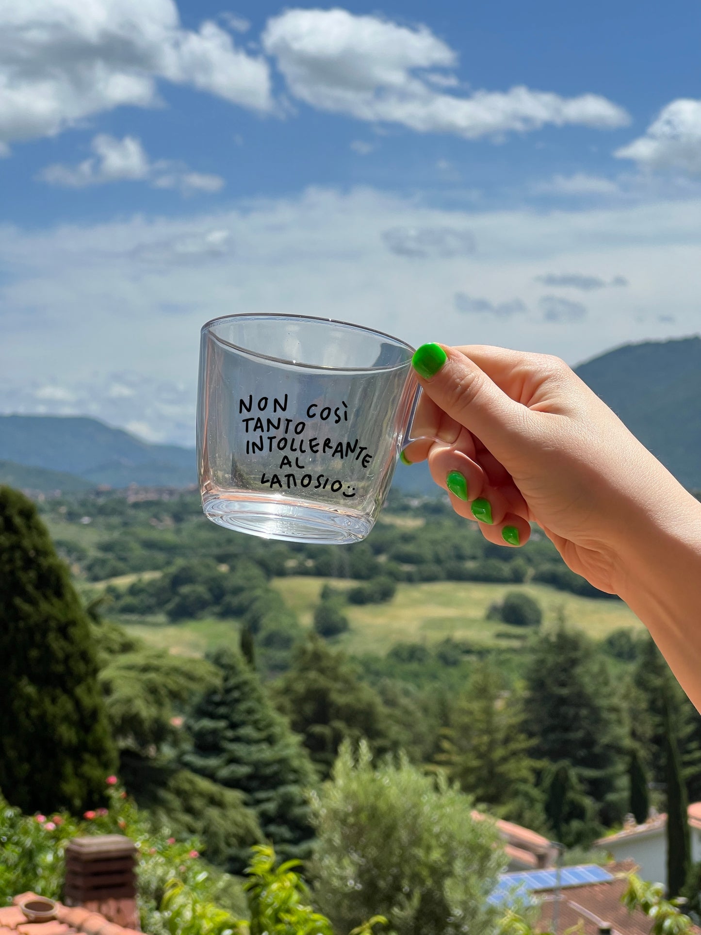 Tazza media trasparente da personalizzare con frase