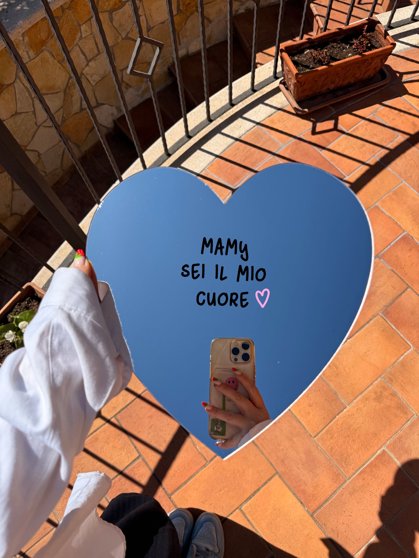 "Mamy sei il mio cuore" (Specchio a forma di cuore)