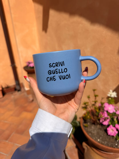 Tazza con la TUA FRASE (tazza blu/lilla)