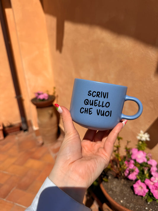 Tazza con la TUA FRASE (tazza blu/lilla piccola)