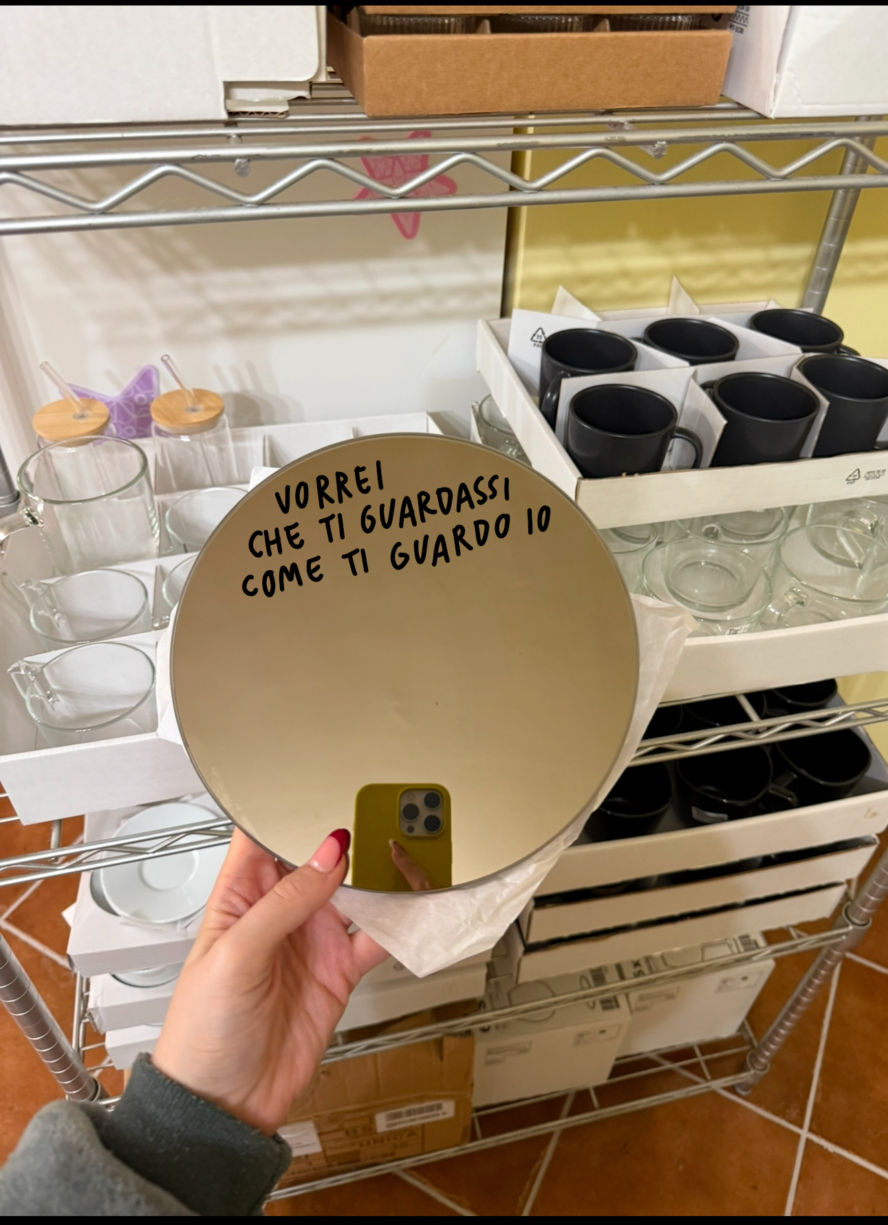 Specchio rotondo "vorrei che ti guardassi come ti guardo io"