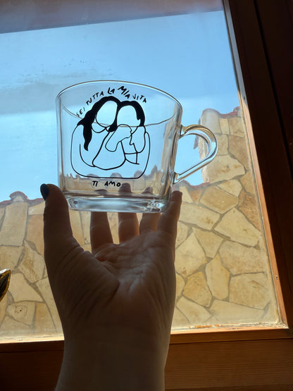 Tazza grande trasparente da personalizzare con ritratto