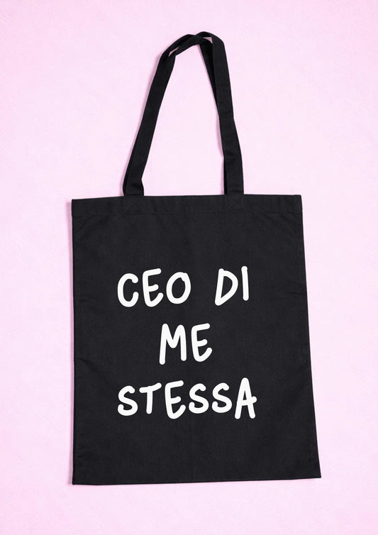 Borsa di Tela con la TUA FRASE (Nera)