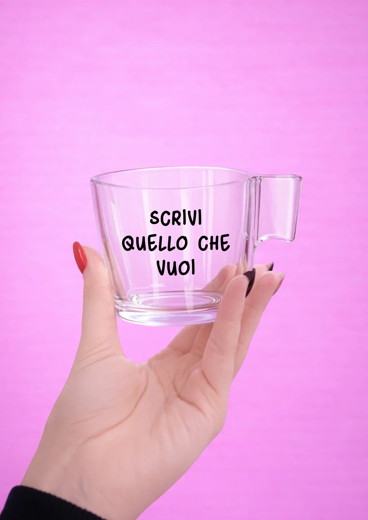Tazza con la TUA FRASE (Media Trasparente)