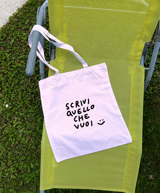 Borsa di tela rosa da personalizzare con frase