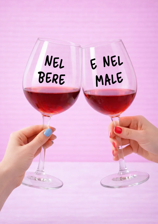 Coppia di calici "nel bere e nel male"