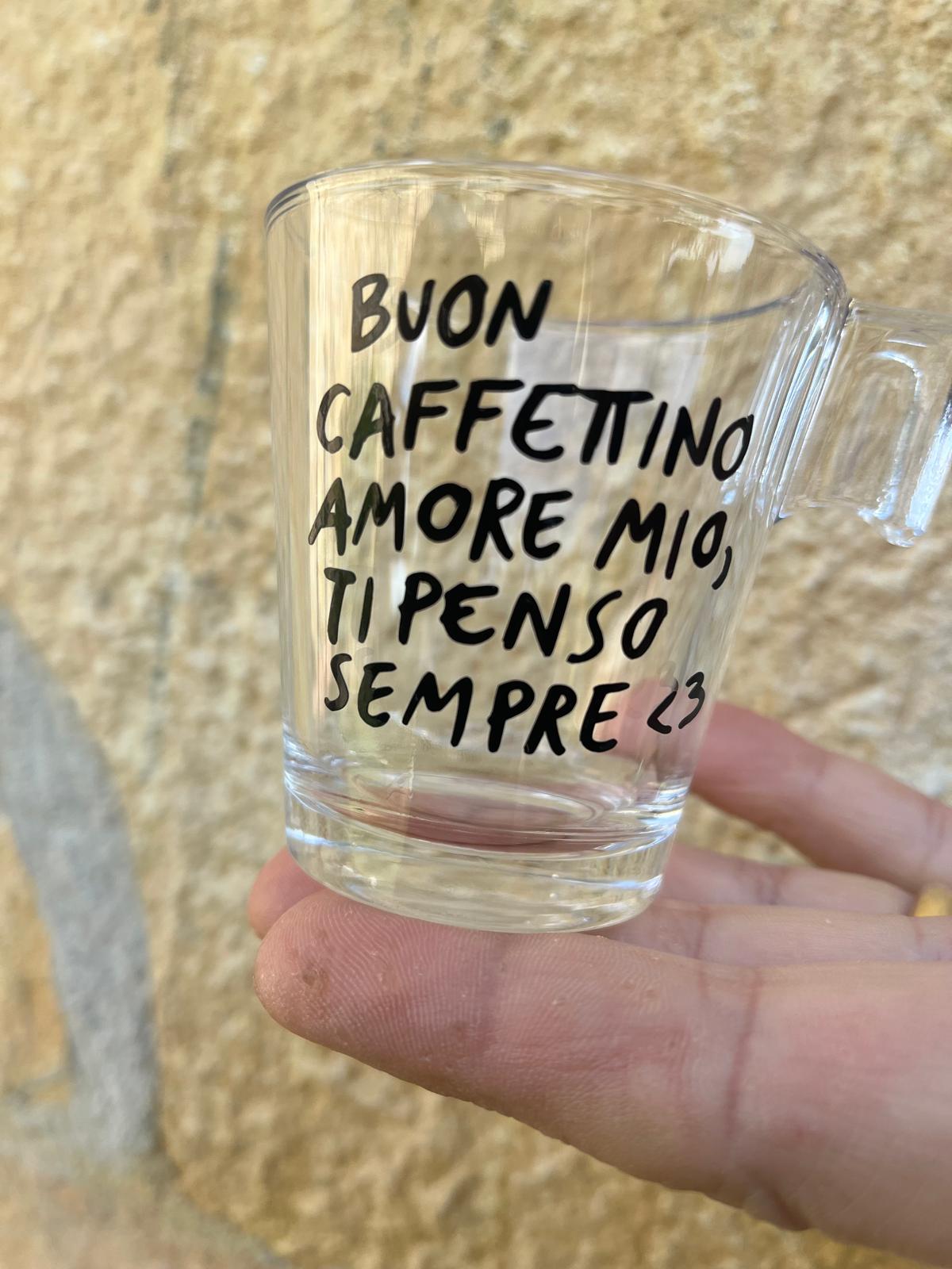 Tazza da Espresso con la TUA FRASE (Trasparente)